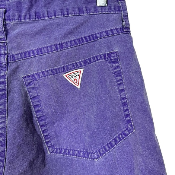Vintage Guess Jeans Purple Denim High Rise Shorts 2 USA Made Bermuda Long - Picture 4 of 8